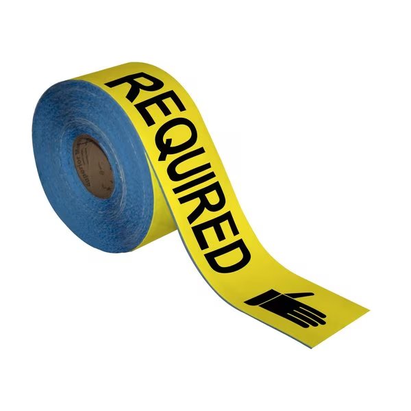 Floor Marking Message Tape, 4in x 100Ft , GLOVES REQUIRED, Superior Mark, Mfr#: IN-40-744I